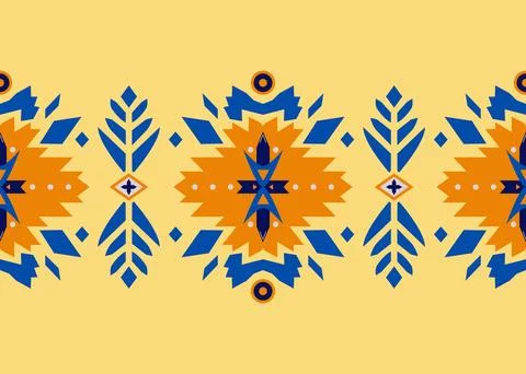 Geometric ethnic pattern native tribal fabric, tile and carpet, vector illu.. Stock Illustration