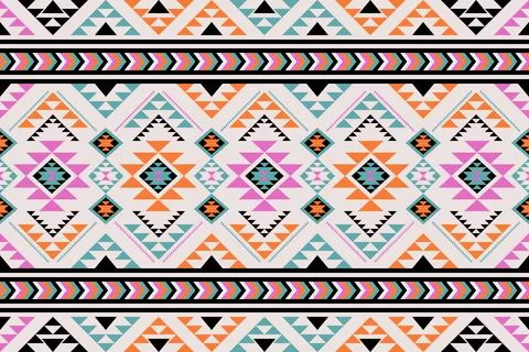Geometric ethnic pattern seamless design for background ,Tribal geometric Stock Illustration