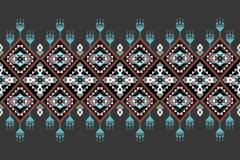 Geometric ethnic pattern seamless design for background ,Tribal geometric Stock Illustration