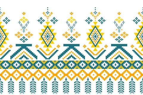 Geometric ethnic pattern seamless design for background ,Tribal geometric Stock Illustration