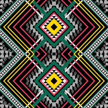 Geometric ethnic pattern seamless design for background ,Tribal geometric Stock Illustration