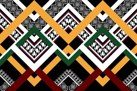 Geometric ethnic pattern seamless design for background ,Tribal geometric Stock Illustration