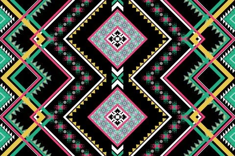 Geometric ethnic pattern seamless design for background ,Tribal geometric Stock Illustration