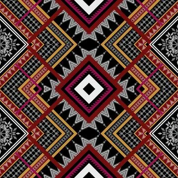 Geometric ethnic pattern seamless design for background ,Tribal geometric Stock Illustration