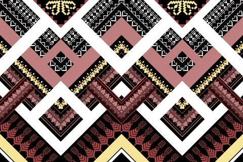 Geometric ethnic pattern seamless design for background ,Tribal geometric Stock Illustration