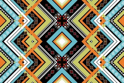 Geometric ethnic pattern seamless design for background ,Tribal geometric Stock Illustration