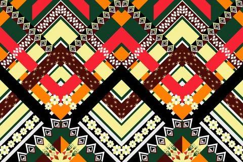 Geometric ethnic pattern seamless design for background ,Tribal geometric 스톡 일러스트