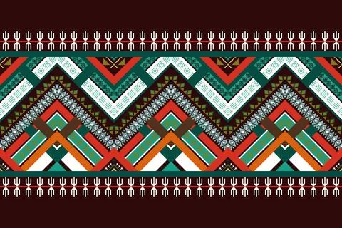 Geometric ethnic pattern seamless design for background ,Tribal geometric Stock Illustration