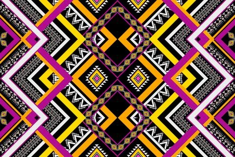 Geometric ethnic pattern seamless design for background ,Tribal geometric Stock Illustration