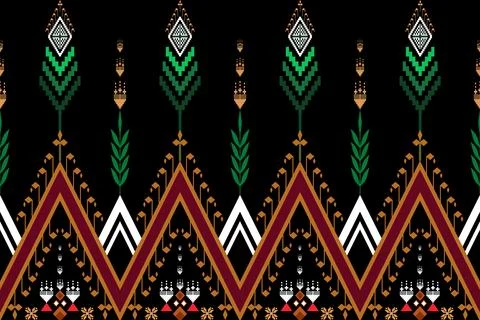 Geometric ethnic pattern seamless design for background ,Tribal geometric Stock Illustration