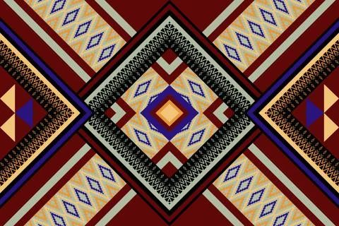 Geometric ethnic pattern seamless design for background ,Tribal geometric Stock Illustration