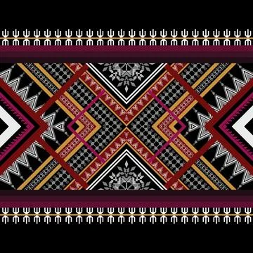 Geometric ethnic pattern seamless design for background ,Tribal geometric イラスト素材