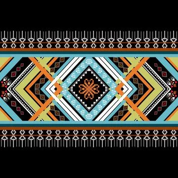 Geometric ethnic pattern seamless design for background ,Tribal geometric Stock Illustration