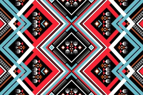 Geometric ethnic pattern seamless design for background ,Tribal geometric Stock Illustration