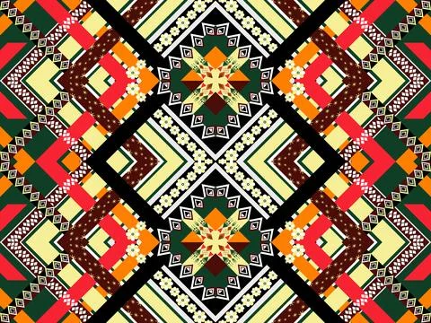 Geometric ethnic pattern seamless design for background ,Tribal geometric 스톡 일러스트