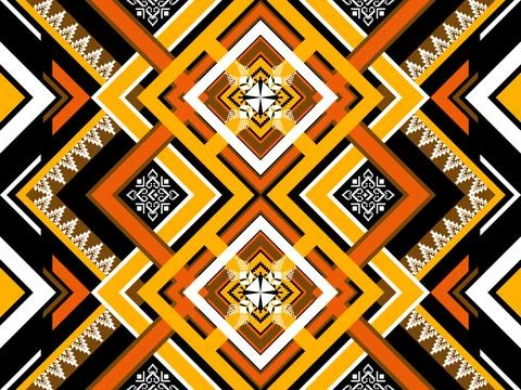 Geometric ethnic pattern seamless design for background ,Tribal geometric Stock Illustration