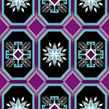 Geometric ethnic pattern seamless design for background ,Tribal geometric Stock Illustration