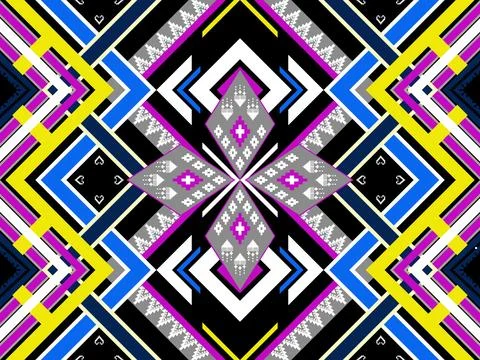 Geometric ethnic pattern seamless design for background ,Tribal geometric Stock Illustration