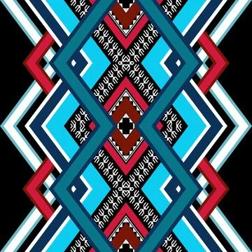 Geometric ethnic pattern seamless design for background ,Tribal geometric Stock Illustration
