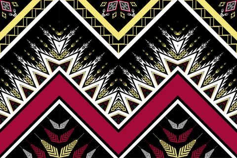 Geometric ethnic pattern seamless design for background ,Tribal geometric Stock Illustration