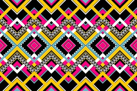 Geometric ethnic pattern seamless design for background ,Tribal geometric Stock Illustration