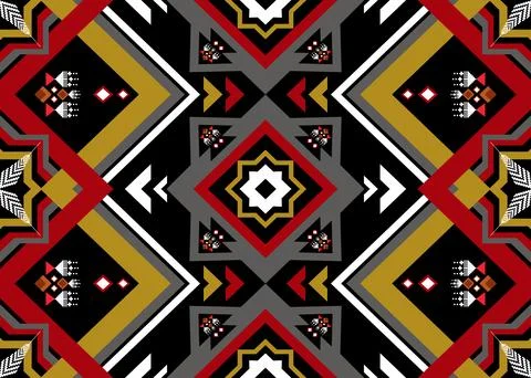 Geometric ethnic pattern seamless design for background ,Tribal geometric Stock Illustration