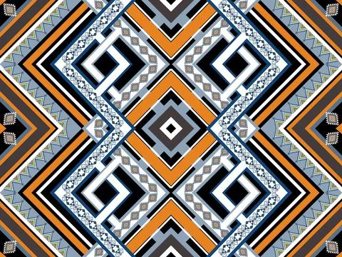 Geometric ethnic pattern seamless design for background ,Tribal geometric Stock Illustration