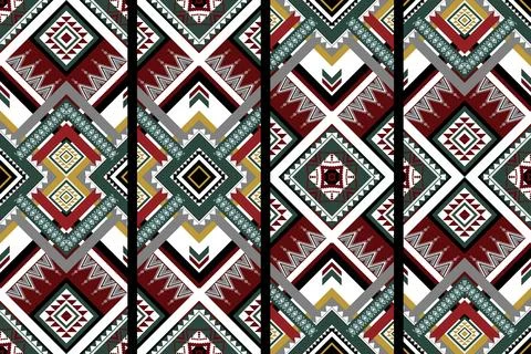 Geometric ethnic pattern seamless design for background ,Tribal geometric 库存插图