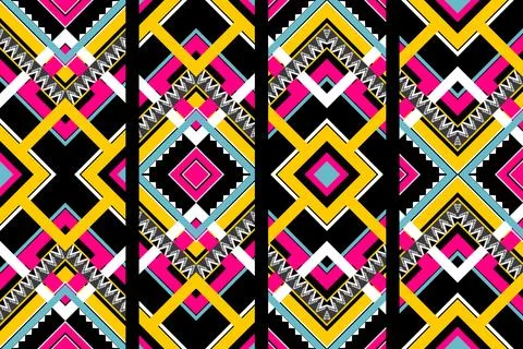 Geometric ethnic pattern seamless design for background ,Tribal geometric Stock Illustration
