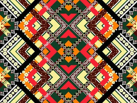 Geometric ethnic pattern seamless design for background ,Tribal geometric Stock Illustration