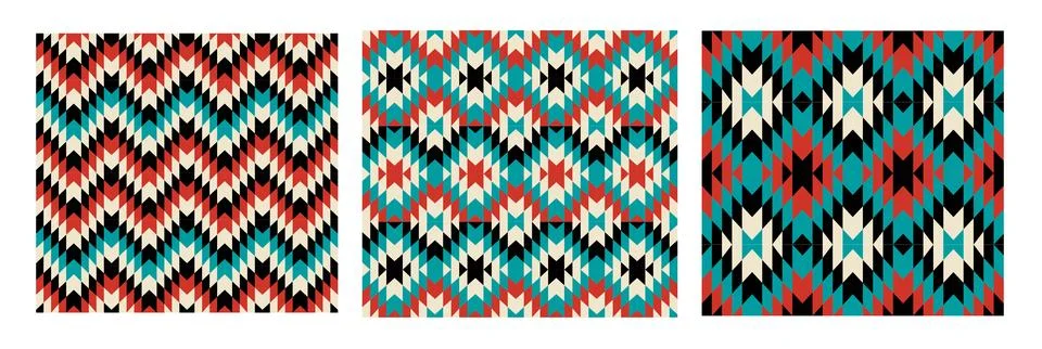 Geometric ethnic patterns seamless design for background or wallpaper. Stock Illustration