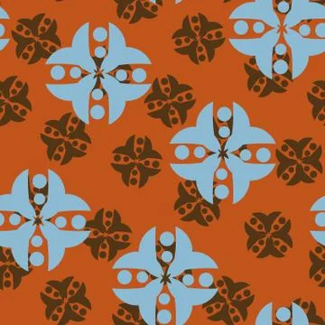 Geometric ethnic seamless vector pattern in brown and blue. Stock Illustration