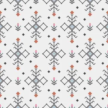 Geometric ethnic shapes seamless pattern. Abstract boho tribal tileable Stock Illustration
