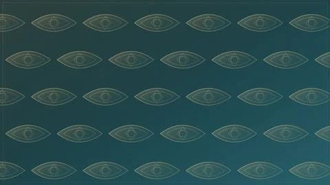 Geometric eye patterns repeating grid design on dark background Illustrazione stock