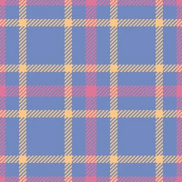Geometric fabric texture. Seamless checkered pattern with lilac, peach, and p Stock Illustration