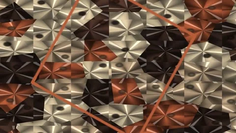 Geometric Facade Abstract Patterns in Warm Metallic Tones with Overlaid Dia.. Stock Footage 327606048