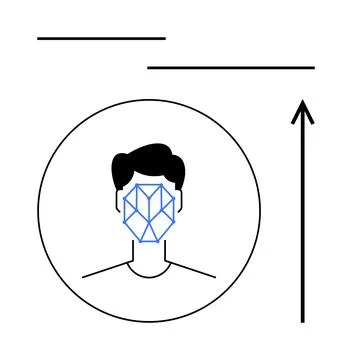 Geometric Facial Recognition and Data Connectivity Concept Design Stock Illustration