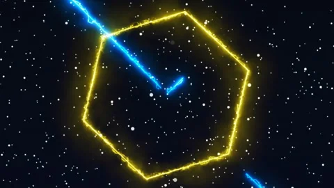 Geometric figure and rays consists of colorful electric energy floating in space Stock Footage 274140441