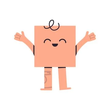 Geometric figure with face emotion. Illustration