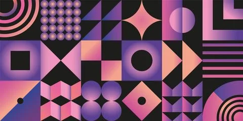 Geometric figures. Abstract gradient poster. Future art pattern with simple Stock Illustration