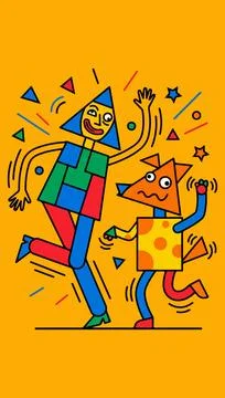 Geometric Figures Dancing Stock Illustration