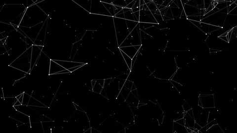 Geometric figures fly through the starry sky. cinematic plexus background Stock Footage 84916958