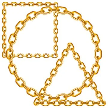 Geometric figures of gold chains Stock Illustration