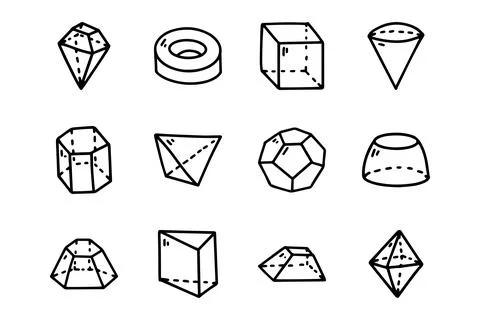 Geometric figures line vector doodle simple icon set Stockillustratie