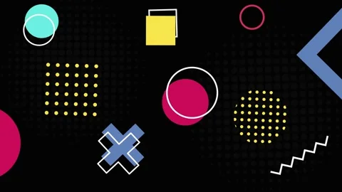 Geometric figures in the memphis style of the 80s, flight of geometry. Animated Stock Footage 150901964
