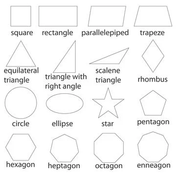 Geometric figures, a set of black and white geometric shapes. Stock Illustration