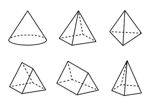 Geometric Figures Set Isolated on White Backdrop Ilustração Stock