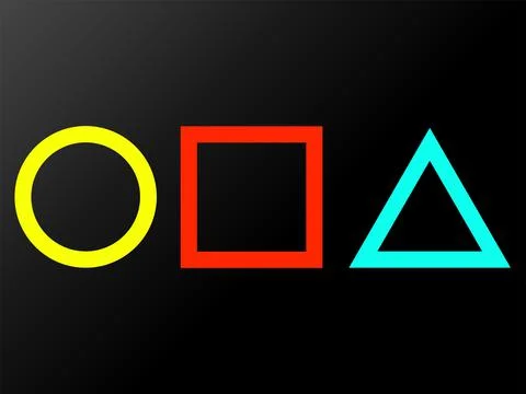 Geometric figures square, circle, and triangle isolated on black background Stock Illustration