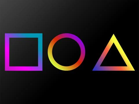 Geometric figures square, circle, and triangle isolated on black background Stock Illustration