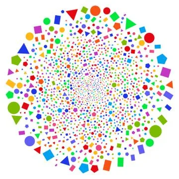 Geometric Figures Twirl Exploding Globula Stock Illustration